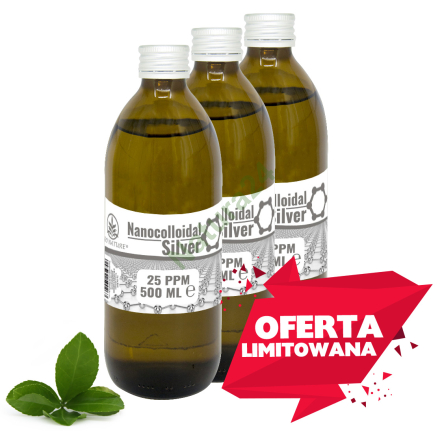 OFERTA LIMITOWANA! 3x Srebro - nanokoloid srebra 25 ppm 500ml