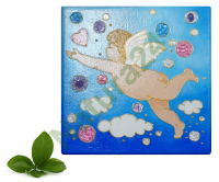 Aniołek - obraz energetyczny z kamieniami, ręcznie malowany 20x20 cm