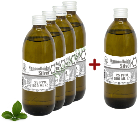 Srebro - nanokoloid srebra 25 ppm 4x500ml +500ml gratis